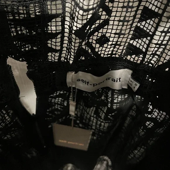 Self-Portrait Black Sheer Lace Long Sleeve Dress - Picture 3 of 4